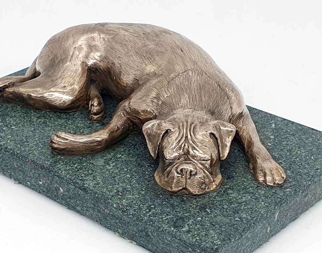 Sleepy Dog Sculptures Boxer Dog memorial in bronze