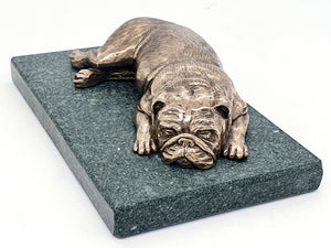 A bronze sculpture of an English Bulldog